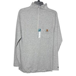 Carhartt Force Relaxed Fit Men's Long Sleeve 1/4 Zip Gray Size S Mock Neck